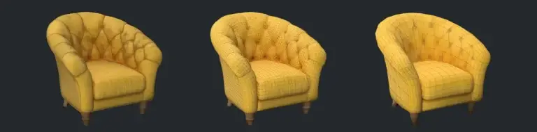 John Lewis Cupcake Armchair 3D Render and Wireframe