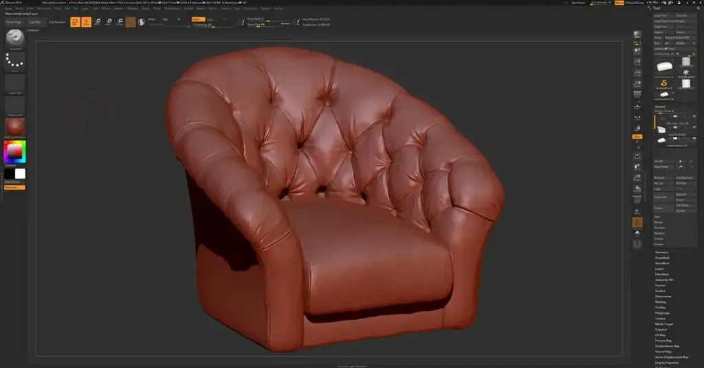 High Detail Chair Sculpting in ZBrush